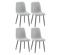 Set de 4 sillas de saln Dijon en tela o terciopelo Gris,Tela
