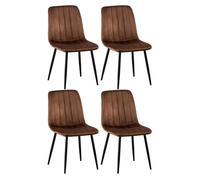 CLP Sillas de salón Dijon – Set de 4 en tela o terciopelo marrón 53x45x88 cm