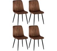 Set de 4 sillas de salón dijon en tela o terciopelo marrón 53x45x88 cm
