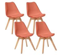 Pack De 4 Sillas Con Patas De Haya Wellhome Terracota 48 X 55 X 81 Cm