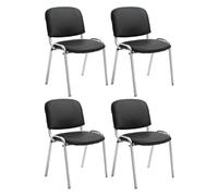 Set de 4 sillas ken cromadas en polipiel simil cuero negro 48x54x79 cm