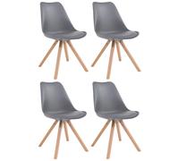 Set de 4 sillas para comedor Toulouse Square en polipiel Gris,Natural
