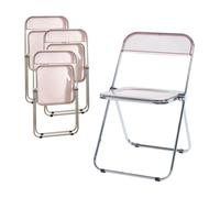 Set de 4 sillas plegables pornainen transparente 74x46x47cm rosa [en.casa]