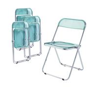 Set de 4 sillas plegables pornainen transparente 74x46x47cm verde menta [en.casa]