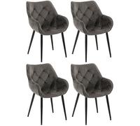 Set De 4 Sillas Tanna De Salón En Terciopelo Antracita 62x58x83 Cm Clp