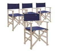 Set de 4 sillones director plegables estructura sin barniz con lona color azul oscuro, fabricada en madera de haya de primera calidad scalpers