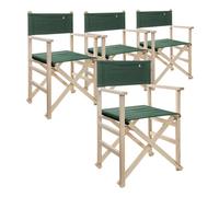 Set de 4 sillones director plegables estructura sin barniz con lona color verde oscuro fabricada en madera de haya de primera calidad scalpers