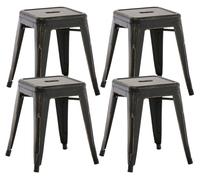 Set de 4 taburetes bajos armin metal negro-dorado 40x40x46 cm