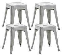 Set de 4 taburetes bajos armin metal plateado 40x40x46 cm