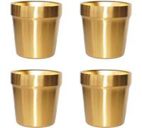 Set de 4 vasos de acero inoxidable de doble pared color dorado, de 175 ml – aislantes y apilables, ideales para viajes, camping y actividades al aire libre