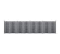 Set de 4x Valla de jardín WPC 185 x 747 cm Elemento de valla Panel de Valla Columnas con 11 Listones Gris