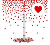 Relaxdays 5 cañones de confeti 80 cm corazones rojo
