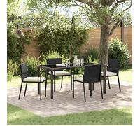 Set De 5 Piezas De Comedor De Jardín Negro Poliratán V1632 Unico / Negro