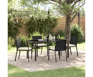 Set De 5 Piezas De Comedor De Jardín Negro Poliratán V1632 Unico / Negro