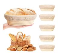 Set de 6 Cestas de Fermentación Banneton, Mini Cestas para Masa Madre de 15 cm, Accesorios para Hornear Pan, Cuencos de Ratán para Fermentación y Leudado de Masa (Ovaladas)