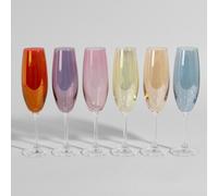 Set de 6 copas de champán o cava de vidrio multicolor
