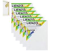 Set de 6 Lienzos 100% algodón 280g/m²,Lienzos Para Todo Tipo de Pintura Acrílico Oleo Acuarela Lienzos100% Algodón sin Ácidos con Bastidor de Madera para Telas Blancas (18X24)
