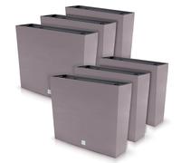 Set de 6 Macetas para Plantas y Flores Rectangulares Rato Case T De Plástico 58x18x49,8cm Para Interior Exterior Mocca Volumen 44 Litros Diseño Moderno