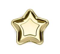 PartyDeco Platos de papel Princess Party - Set de 6 dorados en forma de estrella