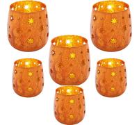Set De 6 Portavelas Farol Marrakesch Oriental Marrón Metal Salón