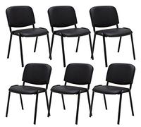 Set 6 sillas de conferencia ken en cuero pu simil cuero negro 53x53x83 cm