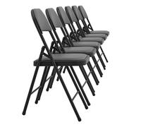 Set de 6 sillas de oficina asientos de conferencia cuero sintético/metal 46 x 80 x 50 cm - gris [pro.tec]