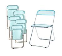 Set de 6 sillas plegables pornainen transparente 74x46x47cm azul claro [en.casa]