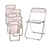 Set de 6 sillas plegables pornainen transparente 74x46x47cm rosa [en.casa]