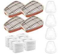 Set de 68 6001 Filtros de Protección Respiratoria, Filtros Algodón Particulado, Cartuchos y Filtros para Respirador Anti Polvo, Compatibles con 6100/6200 / 7501/7502 / 6502/6800 3M Filters
