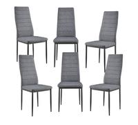 Set de 6x sillas de comedor lidköping tapizadas de tela y acero - 96 x 43 x 52 cm gris [en.casa]
