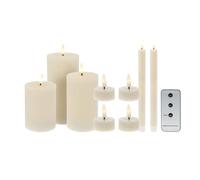 Set de 9 Velas LED - Velas de Pilar, Velas de Cena y Candelitas con Superficies Rústicas y Lisas con Control Remoto