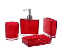 Set de Accesorios de Baño 4 Piezas en Acrílico Rojo para Encimera