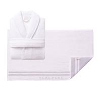 Set de albornoz 100% algodón blanco de Scalpers Home con alfombrilla de baño 50x80cm White