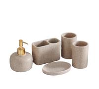 Set De Baño Dispensador de jabón for el hogar, Suministros baño, Soporte Resina for cepillos Dientes, Botella champú, Caja, Pasta(Red)
