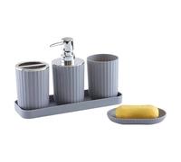 Set De Baño Juego de Accesorios baño Lujo, Completo con Vaso for Enjuague bucal, Soporte for jabón, dispensador líquido, Cepillo Dientes, 1(Grey)