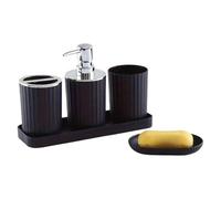 Set De Baño Juego de Accesorios baño Lujo, Completo con Vaso for Enjuague bucal, Soporte for jabón, dispensador líquido, Cepillo Dientes, 1(Black)