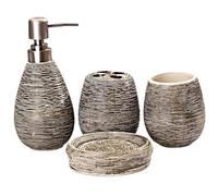Set De Baño Juego de cerámica for baño, dispensador champú, Botella, jabonera, Soportes for cepillos Dientes, Accesorios for Taza Enjuague(Grey 4PCS)