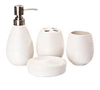 Set De Baño Juego de cerámica for baño, dispensador champú, Botella, jabonera, Soportes for cepillos Dientes, Accesorios for Taza Enjuague(White 4pcs)