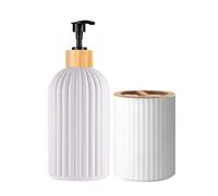 Set De Baño Set de artículos tocador for baño, contenedor, dispensador jabón Manos, Soporte for Cepillo Dientes y Caja Bolas algodón, tarros boticario Decorativos(Color8)