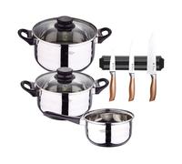 Set de baterías de cocina toledo 5pc aptas para inducción+ bergner copper set de 3 cuchillos en acero inoxidable + soporte magnético de pared 16 cm