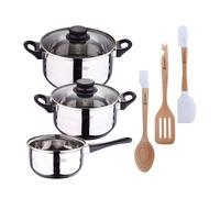 Set de baterías de cocina toledo 5pc aptas para inducción+ bergner naturally juego de 3 utensilios de cocina en silicona y madera 9 cm