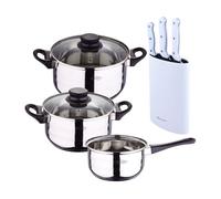 Set de baterías de cocina toledo 5pc aptas para inducción+ bergner naturally set de 3 cuchillos con tacoma en acero inoxidable 16 cm