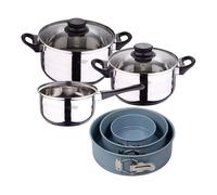 Set de baterías de cocina toledo 5pc aptas para inducción+ juego de 3 moldes de horno redondos ø12ø18ø22cm noia san ignacio 9 cm