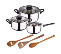 El set de baterías de cocina Toledo 5pc aptas para inducción+ San Ignacio AGROS Set 3pc utensilios cocina madera acacia