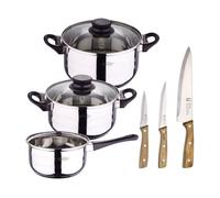 El set de baterías de cocina Toledo 5pc aptas para inducción+ Set de 3 cuchillos de acero inoxidable para cocina NOIA San Ignacio