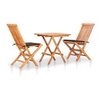 Set De Bistró 3 Pzas Con Cojines Gris Taupé Madera Maciza Teca Vidaxl