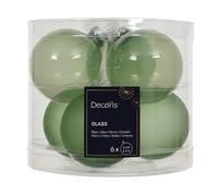Set de bolas de Navidad de vidrio, 6 unidades, color pistacho, 6 cm, decoración transparente para árbol de Navidad