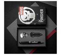 ARTESANÍA CERDÁ Set de bolígrafo premium The Punisher Marvel – Bolígrafo negro, pin y marcapáginas