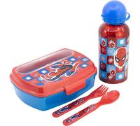 Set de botella de aluminio de 400 ml y fiambrera con cubiertos de Spider-man. Libre BPA. STOR
