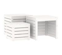 Set De Cajas De Jardín 3 Piezas Madera Maciza De Pino Blanco Vidaxl